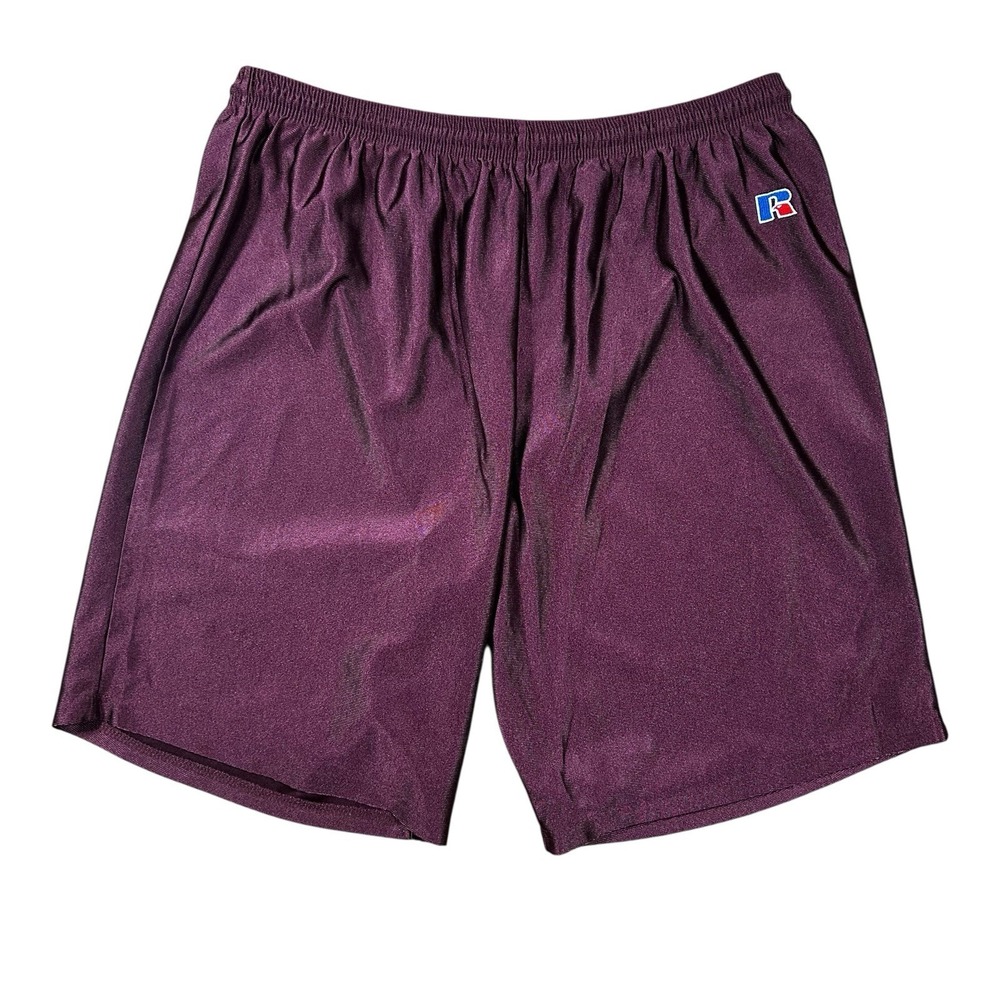 Vintage Russell Athletic Silky Shiny Shorts Men's Size XL‎ Maroon Red